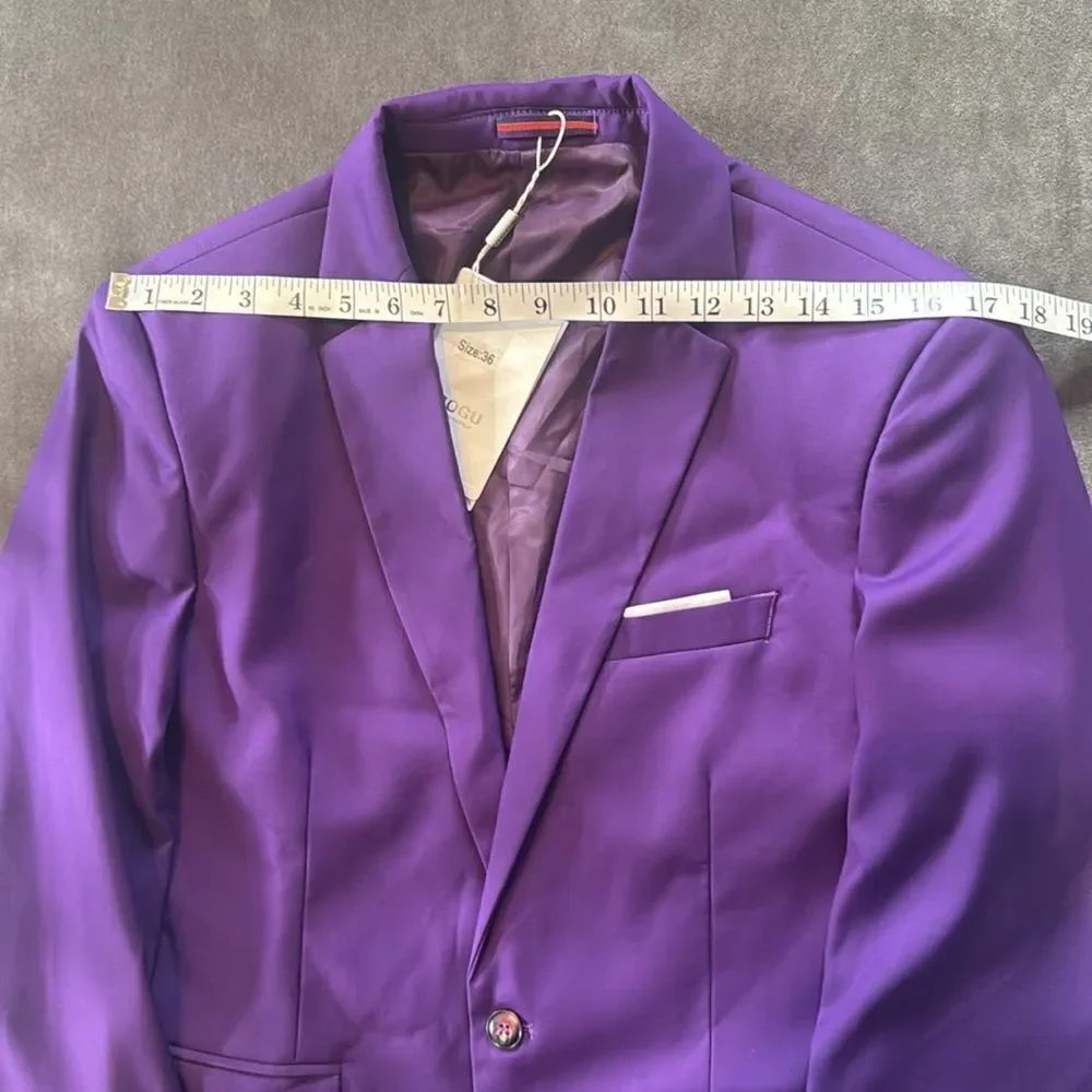 Men’s Mogu Purple Suit Jacket Blazer One Button Notched Lapel Size 36 NWT